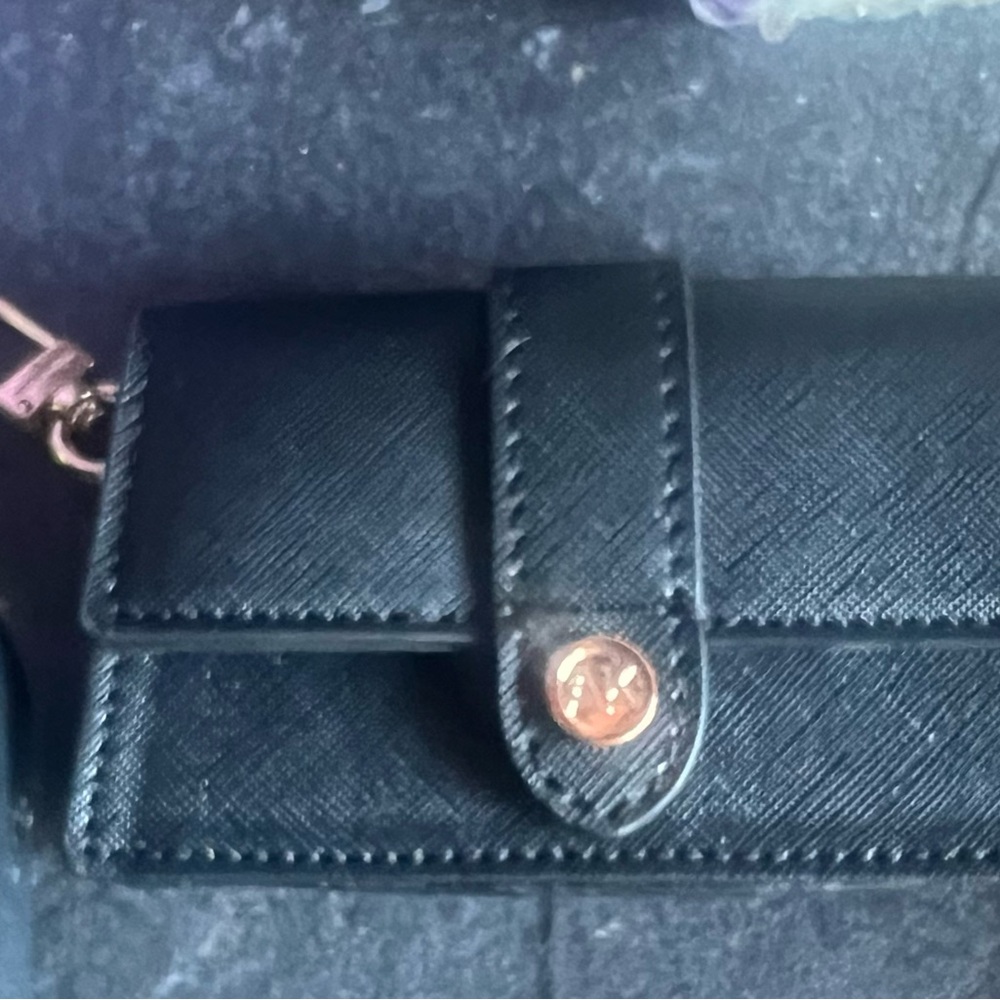 Anne Klein Black Satchel with Gold Accents - Picture 7 of 8